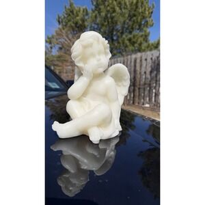 LED Cherub‎ Angel Figure White Battery Operated 8" Decor Timer Light